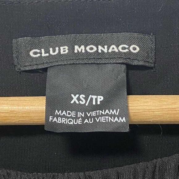 Club Monaco Ruffle-Sleeve Long Sleeve Blouse Black with White Trim – Size XS - Picture 10 of 12